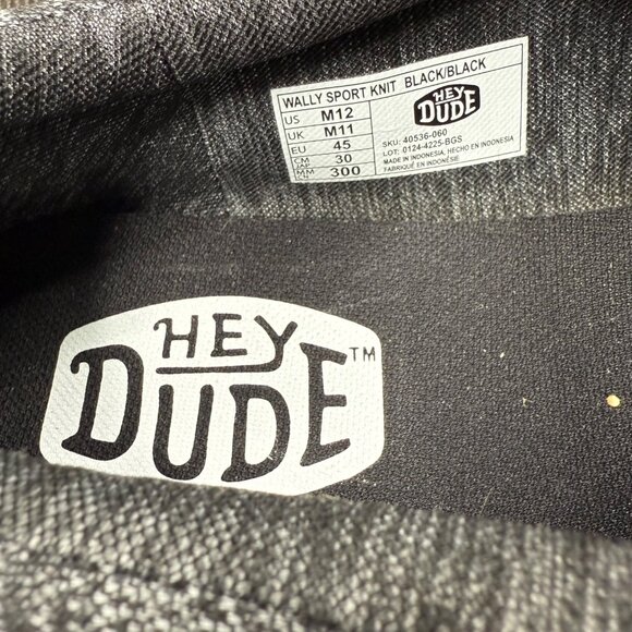 Hey Dude Mens Wally Sport Knit Black Shoes Size M12 Comfortable & Lightweight - Picture 4 of 7